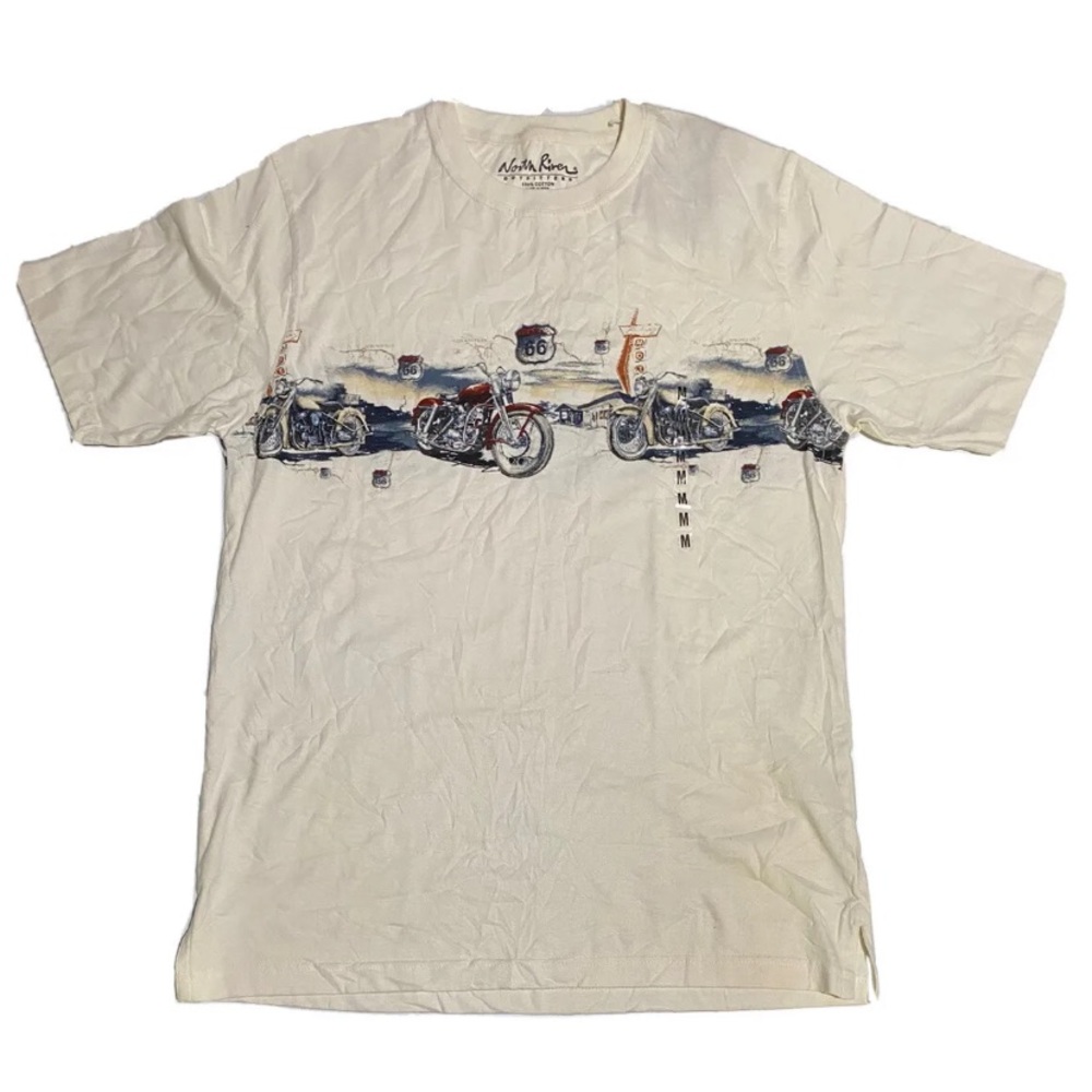 New mens tshirt size m north river theme Route 66 100% cotton bike short sleeves